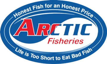 Arctic Fisheries logo featuring honest fish for honest price tagline, representing quality seafood wholesale and foodservice distribution.