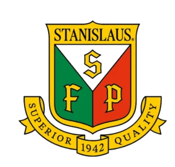Stanislaus company crest logo featuring shield design with 'S', 'F', 'P' initials and 'Superior Quality 1942' banner for foodservice wholesale.